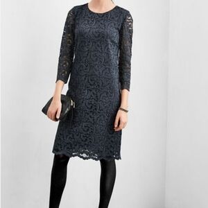 GARNET HILL Scoop Neck Sheath Lace quarter sleeve cocktail dress black